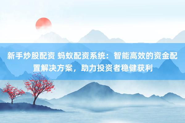 新手炒股配资 蚂蚁配资系统：智能高效的资金配置解决方案，助力投资者稳健获利