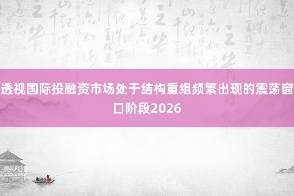 透视国际投融资市场处于结构重组频繁出现的震荡窗口阶段2026