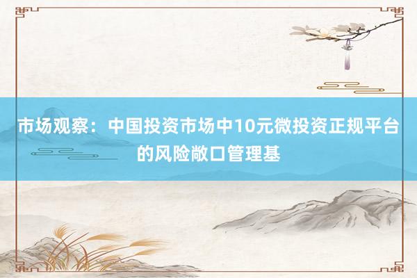 市场观察：中国投资市场中10元微投资正规平台的风险敞口管理基